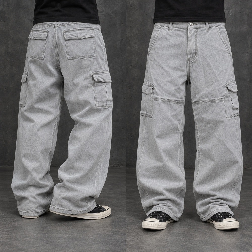26x30 Beige Baggy Wide Leg Skater Jeans Y2K Grunge Vintage 2000s
